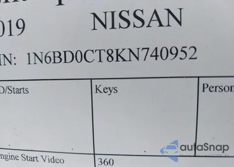 2019 Nissan Frontier S z USA, uszkodzony, nr VIN 1N6BD0CT8KN740952
